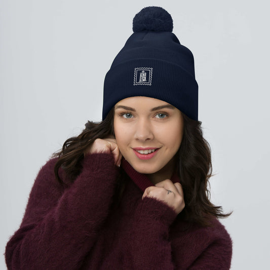 POSTCARD ROW Logo Pom-Pom Beanie