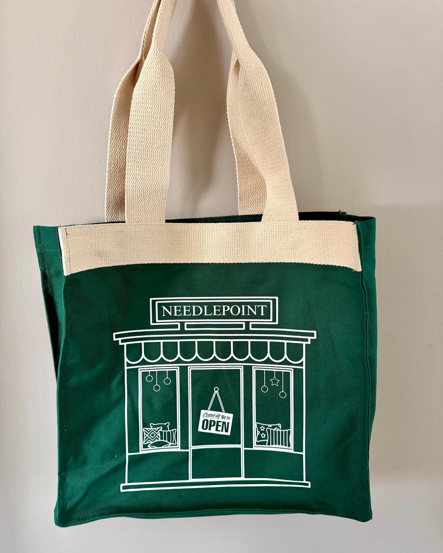 Needlepoint Bookstore Tote Bag