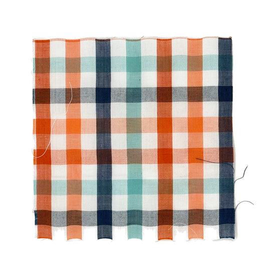 Orange & Teal Plaid fabric swatch