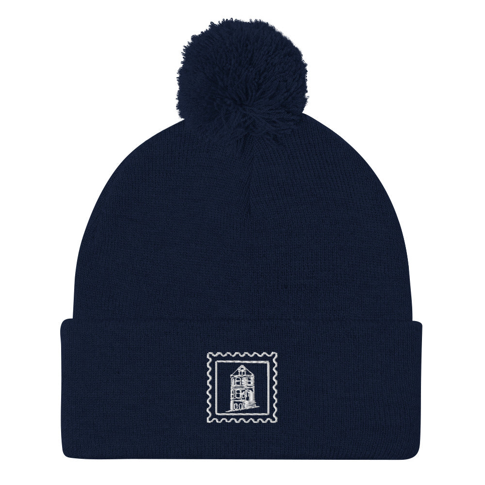 POSTCARD ROW Logo Pom-Pom Beanie