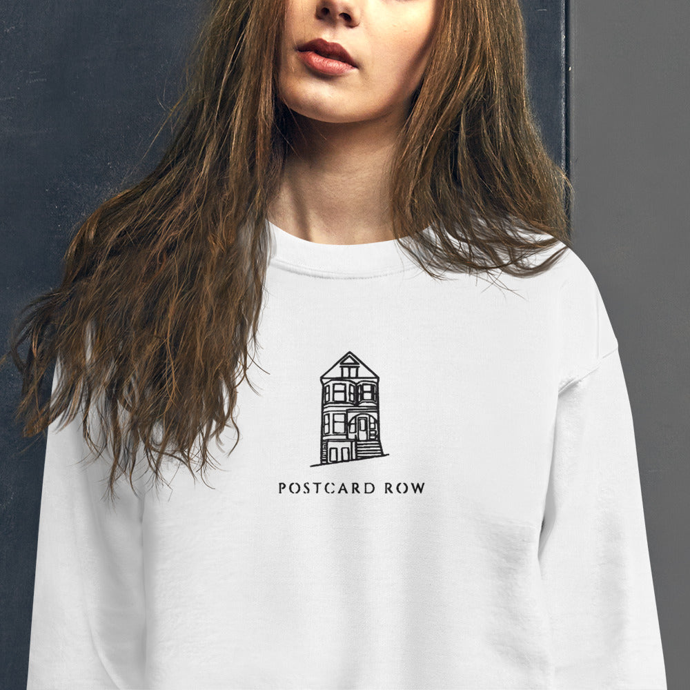 POSTCARD ROW embroidered logo crewneck sweatshirt